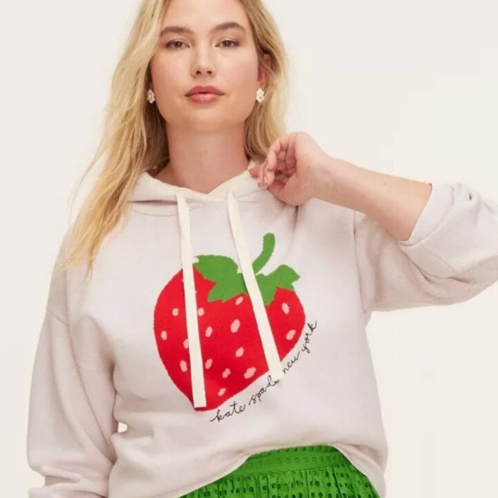 Kate Spade Strawberry Hooded Sweatshirt Sweater  Brand New